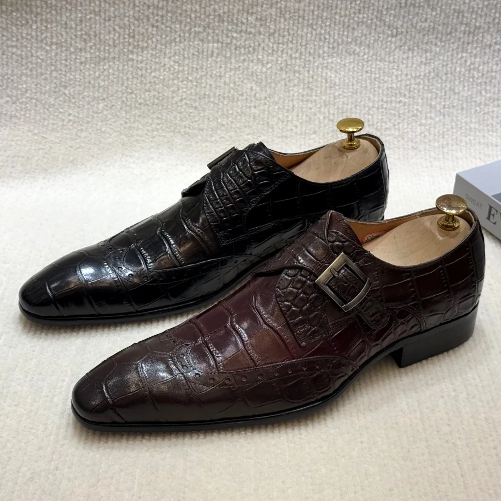 Monk Strap Shoe - FELIX CHU Men's Genuine Leather Slip-On