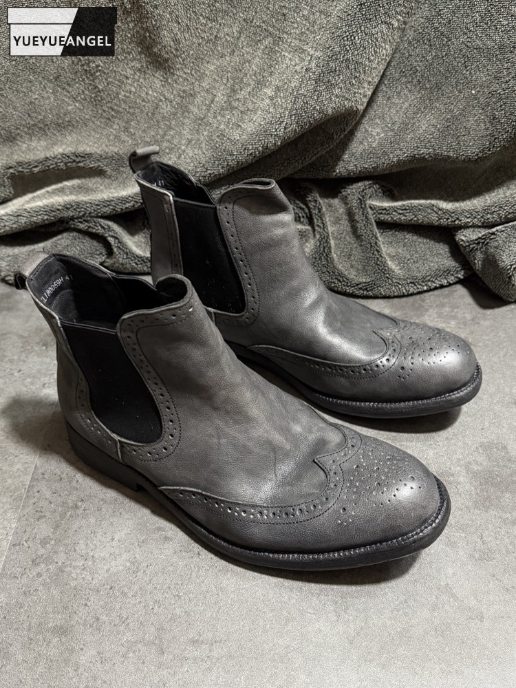 Men'S Shoes Brogues - Male Business Casual Office Cowskin Genuine