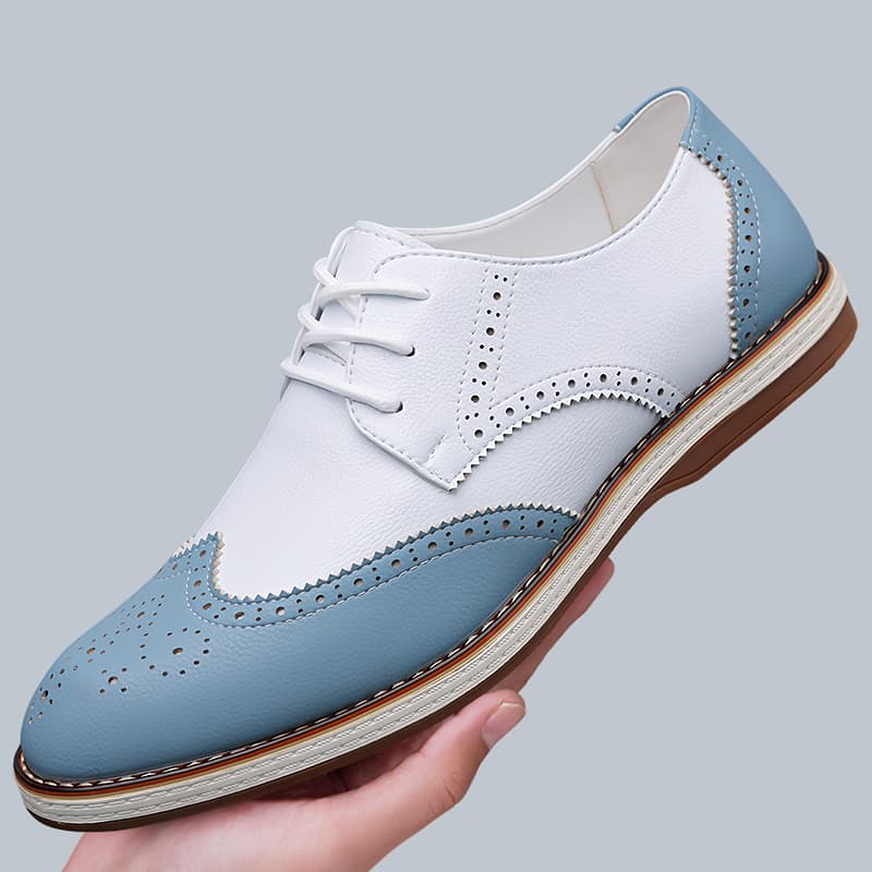 Men'S Shoes Brogues - Mens White Blue Two Tone Brogue