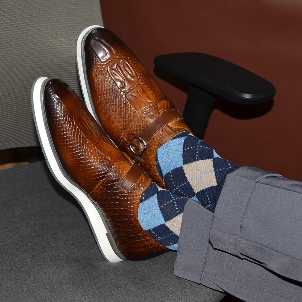Cow Genuine Leather Men's Casu - đánh giá và giá Monk Strap Shoe