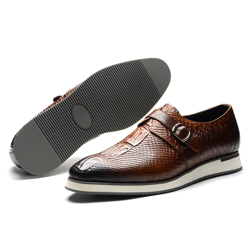 Cow Genuine Leather Men's Casu - đánh giá và giá Monk Strap Shoe