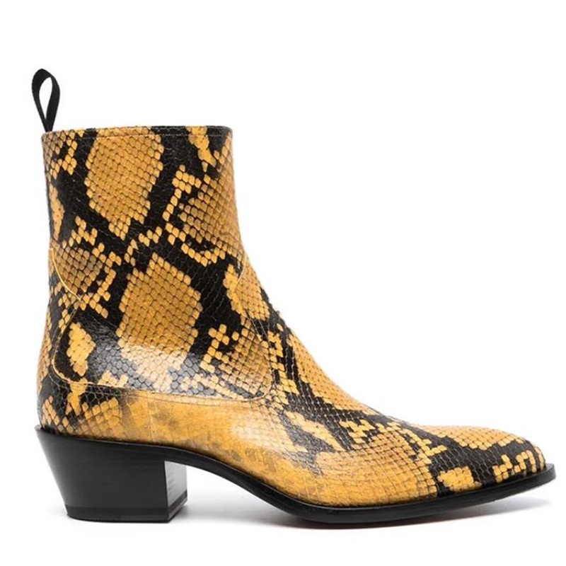 Yellow Snakeskin Leather Chels - đánh giá và giá Men Shoes Yellow