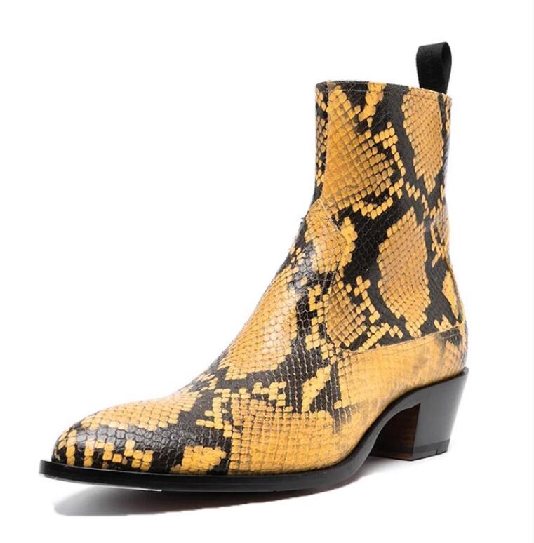 Yellow Snakeskin Leather Chels - đánh giá và giá Men Shoes Yellow