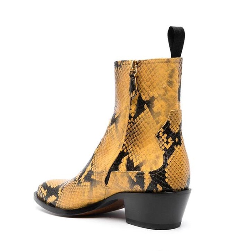 Yellow Snakeskin Leather Chels - đánh giá và giá Men Shoes Yellow