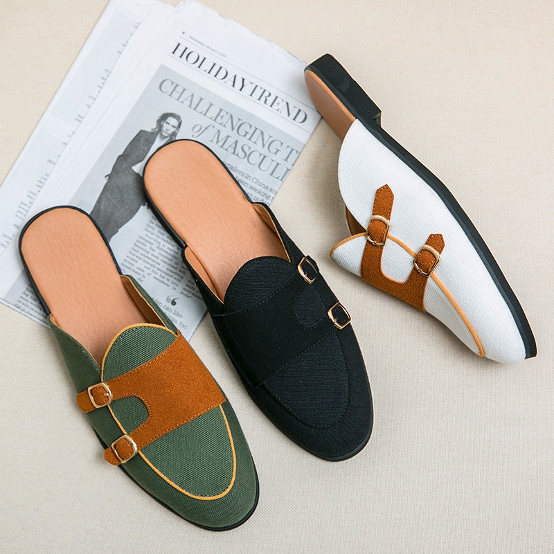 canvas mules half shoes for ma - đánh giá và giá Monk Strap Shoe