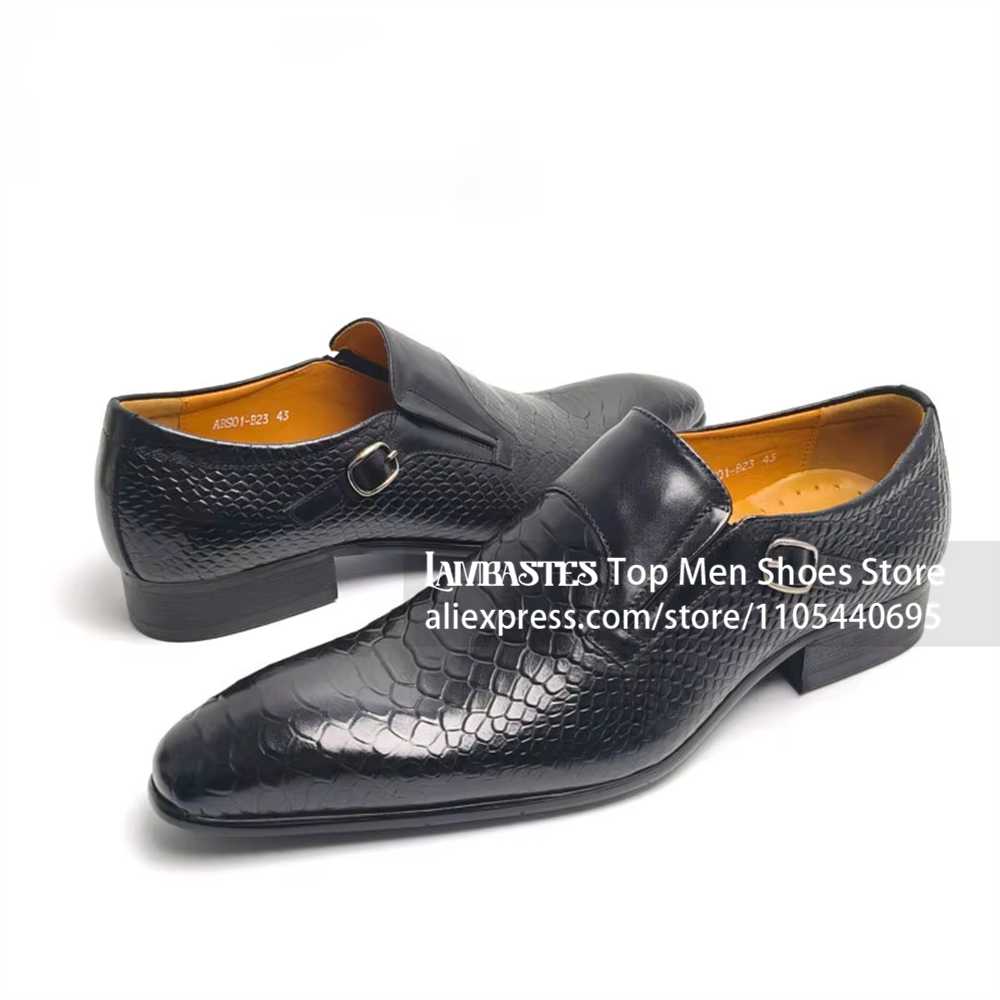 Black Snake Embossed Side Buck - đánh giá và giá Monk Strap Shoe
