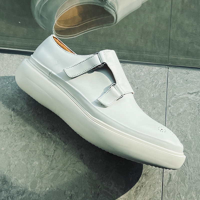 Minimalist Designer White Leat - đánh giá và giá Monk Strap Shoe