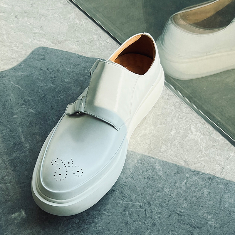 Minimalist Designer White Leat - đánh giá và giá Monk Strap Shoe