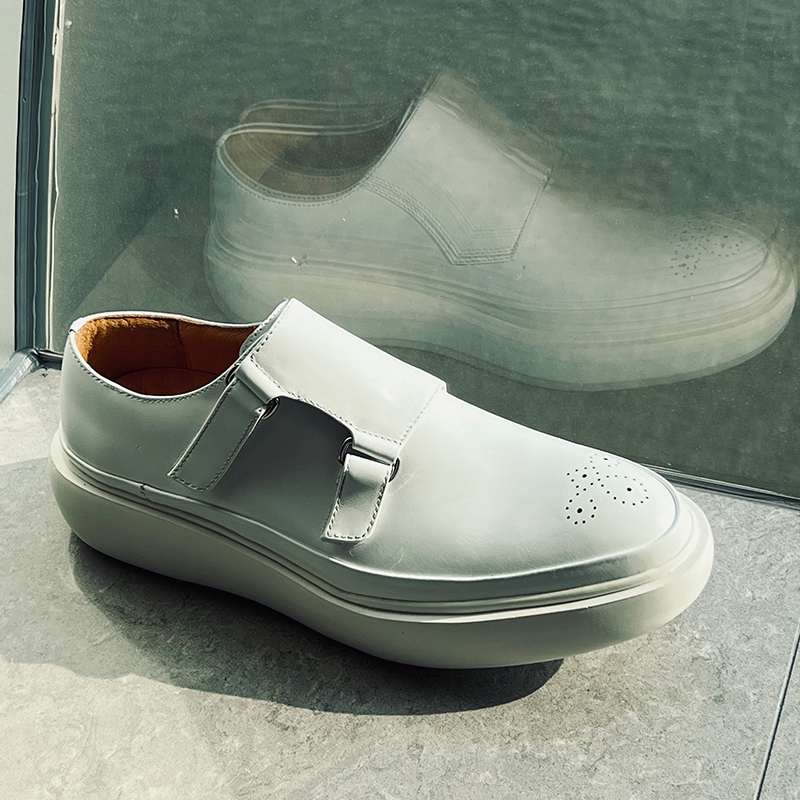 Minimalist Designer White Leat - đánh giá và giá Monk Strap Shoe
