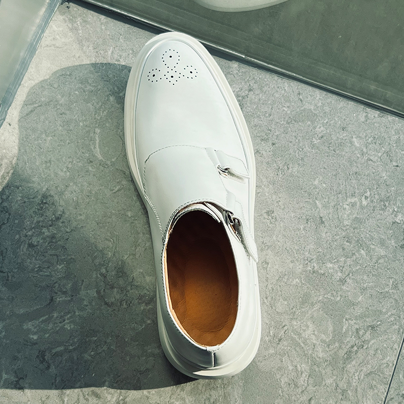 Minimalist Designer White Leat - đánh giá và giá Monk Strap Shoe